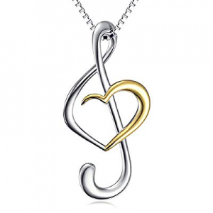 (Musical Note Necklace Pendant) 925 Sterling Silver Jewelry for Women Girls, 18 Inch now 50.0% off 