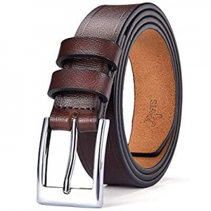 One Day Only！DWTS Men's Genuine Leather Classic Casual Dress Belt with Single Prong Buckle now 25...