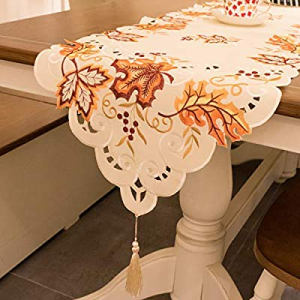 DAPUTOU Embroidered Maple Leaves Table Runner for Christmas now 40.0% off ,Thanksgiving,Fall Table..