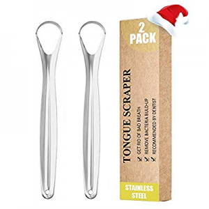 Tongue Scraper. The Best Tongue Cleaner Ever! Surgical Grade Stainless Steel Metal Tongue, Cure Bad