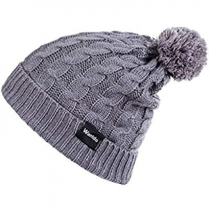 Wantdo Women Winter Knitted Hat Pom Pom Beanie Cap Thick Warm Hat now 50.0% off 
