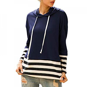 ROSE GAL Women's Hoodies Long Sleeve Striped Tops Casual Sweatshirt Drawstring Pullover now 40.0% ..