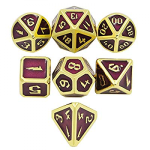 DNDWoW Metal Dice Set with Gold Cool Font Grape Purple DND Dice for RPGs now 40.0% off , MTG, 5e D..