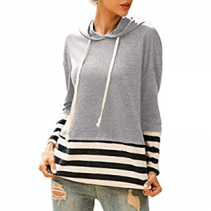 ROSE GAL Women's Hoodies Long Sleeve Striped Tops Casual Sweatshirt Drawstring Pullover now 50.0% ..