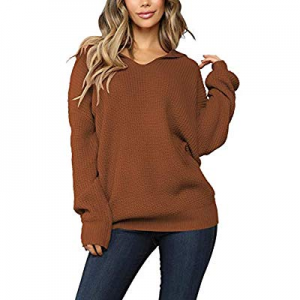 Pink Queen Women's V Neck Long Batwing Sleeve Casual Hooded Pullover Sweater now 15.0% off 
