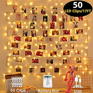 One Day Only！Mumu Sugar Photo Clips String Light now 50.0% off , Waterproof 8 Lighting Modes 50 LE..