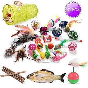 One Day Only！GaiusiKaisa Cat Toys Kitten Toys Assortments now 25.0% off ,23Pcs,Cat Feather Toys,In..