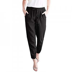 Chellysun Womens Linen Elastic Waist Drawstring Joggers Pants with Pockets now 71.0% off 