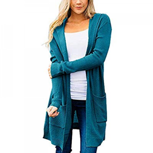 Eurivicy Womens Long Sleeve Cardigan Open Front Hooded Knitted Casual Sweater with Pocket now 30.0..