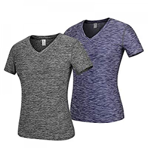 40.0% off Women's Tech Active Shirts Moisture Wicking V-Neck Short Sleeve Workout Tops for Yoga Ru..