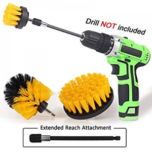 One Day Only！Drill Brush Power Scrubber Drill Brush Attachment 4 Set with Extend Long Attachment S..