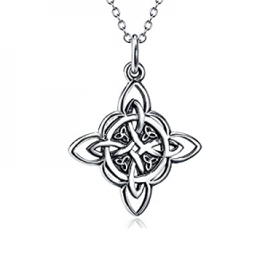 925 Sterling Silver Good Luck Irish Claddagh Celtic Knot Love Heart Pendant Necklace for Women Gir..