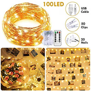 33Ft 100LED Fairy Lights Battery Operated/USB Plug in now 50.0% off ,8 Modes Waterproof Copper Wir..