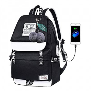 Lmeison Teens Girls Backpack with USB now 50.0% off , Cute Bookbag for Middle School Oxford Travel..