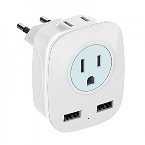 European Travel Plug Adapter, HITRENDS International Power Plug Adapter with 2 USB Ports and 2 Outle