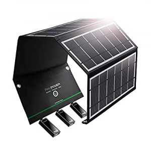RAVPower Solar Charger 24W Solar Panel with 3 USB Ports Waterproof Foldable Camping Travel Charger C