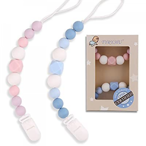 One Day Only！TYRY.HU Pacifier Clips Silicone Teething Beads BPA Free Binky Holder for Girls now 50..