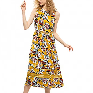 One Day Only！40.0% off CIZITZZ Women's Summer Dresses Sleeveless Midi Dress Floral Knee Length Cas..