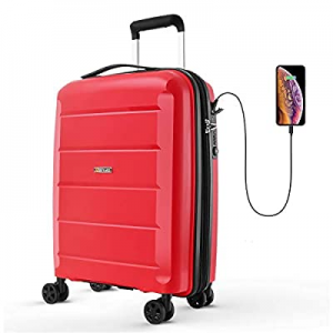 REYLEO Expandable Luggage 20 Inch PP Carry on Luggage Travel Suitcase with USB Charging Port Built..