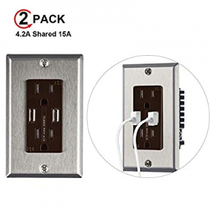 One Day Only！USB Outlet now 50.0% off , 4.2A USB Outlets Receptacles, USB Wall Outlet, 15Amp USB C..