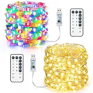 One Day Only！USB LED String Lights now 50.0% off , 2-Pack Warm White & Multicolor Christmas Decora..
