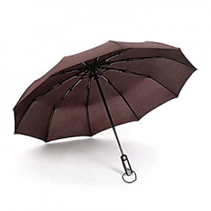 One Day Only！Windproof Compact Automatic Open Travel Folding Umbrella 10 Ribs - Coffee now 50.0% o..
