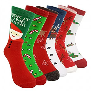 One Day Only！50.0% off Womens Christmas Holiday Casual Socks - HSELL 6 Pairs Colorful Fun Cotton C..