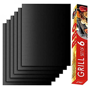 One Day Only！RENOOK Grill Mat Set of 6 - 100% Non-Stick BBQ Grill Mats now 50.0% off , Heavy Duty,..