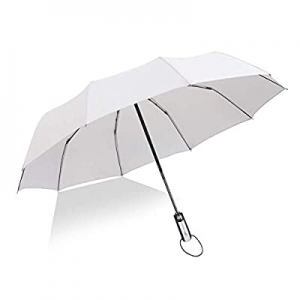 One Day Only！Windproof Compact Automatic Open Travel Folding Umbrella 10 Ribs - White now 50.0% off 