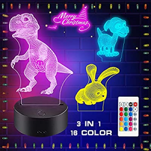 3D Night Light now 74.0% off , ZSPENG Illusion Table Lamp, 3 Acrylic Flats & 16 Colors Change Deco..