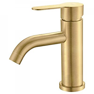 50.0% off AMAZING FORCE Brushed Gold Bathroom Faucet Sink Drain Not Included Single Handle Bathroo..