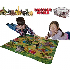 Dinosaur Toy Figure & Activity Play Mat|Create a Dino World with this Educational Realistic Dinosa..