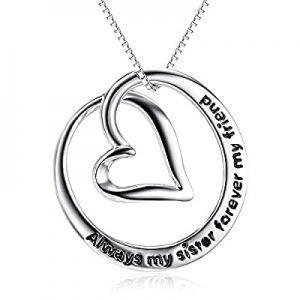 20.0% off S925 Sterling Silver Always My Sister Forever My Friend Love Heart Pendant Necklace Bff ..