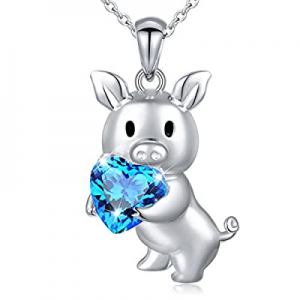 925 Sterling Silver Cute Animal Jewelry Cubic Zirconia Love Heart Pendant Necklace for Women Teen ..