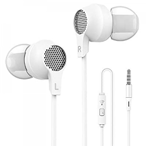 Super me, in-Ear Headphones Sleep Headset with Mic and Remote Control, Bright White