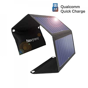 28W USB 3.0 Solar Portable Charger, NexTrend Solar Phone Chager with 4 Panels, Fast Charge External 