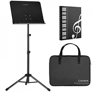 CAHAYA Sheet Music Stand Metal Portable with Carrying Bag, Sheet Music Folder