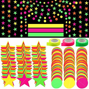 Black Light Party Supply, ZALALOVA 135.6ft Black Light Neon Star Circle Dots Tapes Banner Garland Ha