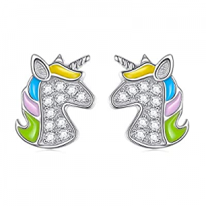 One Day Only！S925 Sterling Silver Unicorn Earrings Cat Earrings Elephant Earrings Panda Earrings P..