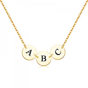 Shinelady Three Initial Necklace Personalized now 60.0% off , 3 Dainty Gold Filled Customized Neck..
