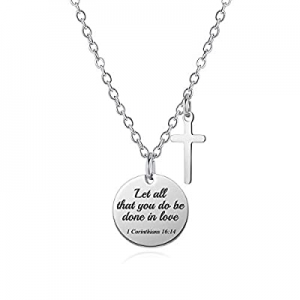 M MOOHAM Christian Bible Verse Necklace for Women now 60.0% off , Stainless Steel Cross Pendant Pr..
