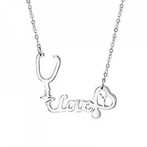 M MOOHAM Nurse Necklace Gifts for Women now 70.0% off , Engraved 26 Initial Silver Gold Plated Nur..