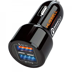 2019 HUSSELL Car Charger - Qualcomm Quick Charge 3.0 - Dual USB 5.4A/30W Fast Car Charger Adapter - 