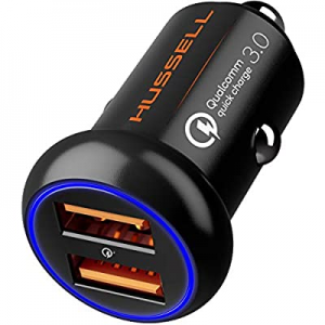 2019 Metal Qualcomm Quick Charge 3.0 Car Charger by HUSSELL - 36W/6A Dual USB Ports QC 3.0 Car Charg
