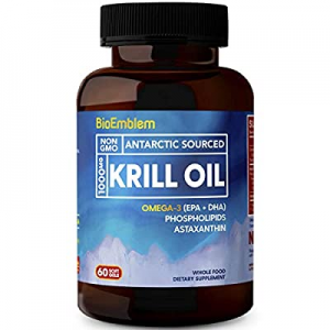 BioEmblem Antarctic Krill Oil Supplement | 1000mg | Omega-3 Oil with High Levels of EPA + DHA, Astax