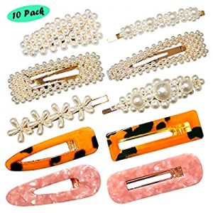 Fashion Hair Clips Set, 10 Pcs Artificial Pearl Hair Clips Hair Pins Acrylic Resin Hair Barrettes De