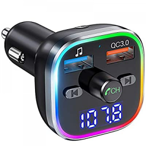Weback Bluetooth FM Transmitter for Car, BT 5.0 &QC3.0 Wireless Bluetooth Car Adapter Music Player C