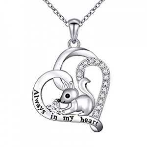 One Day Only！Sterling Silver Forever Love Animal Heart Pendant Necklace for Women Girlfriend Daugh..