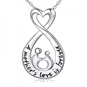 One Day Only！40.0% off Mother Necklace Sterling Silver Mother and Child Love Heart Necklace For Mo..