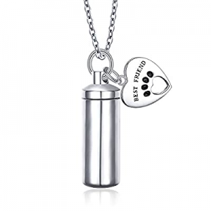 One Day Only！Cremation Jewelry Sterling Silver Engraved Urn Necklace for Ashes Keepsake Pendant Ne..